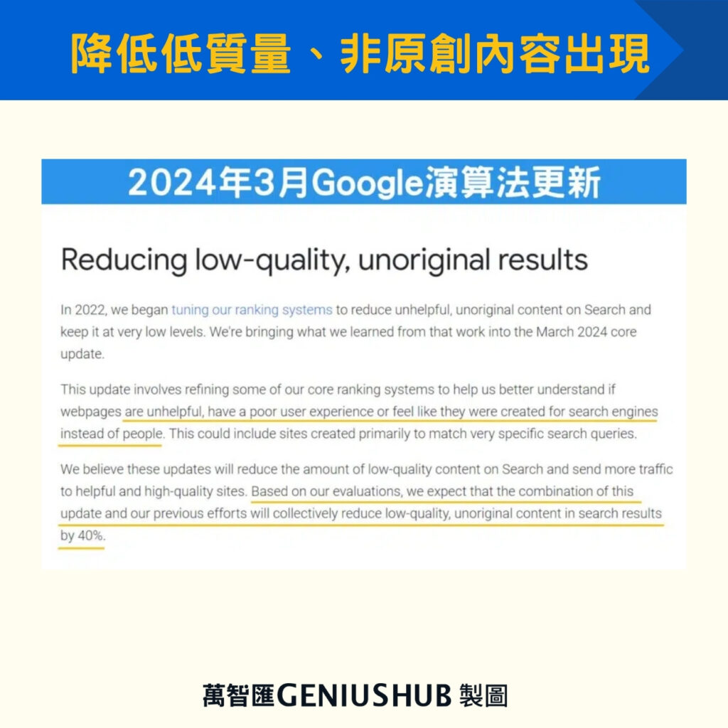 降低低質量、非原創內容出現