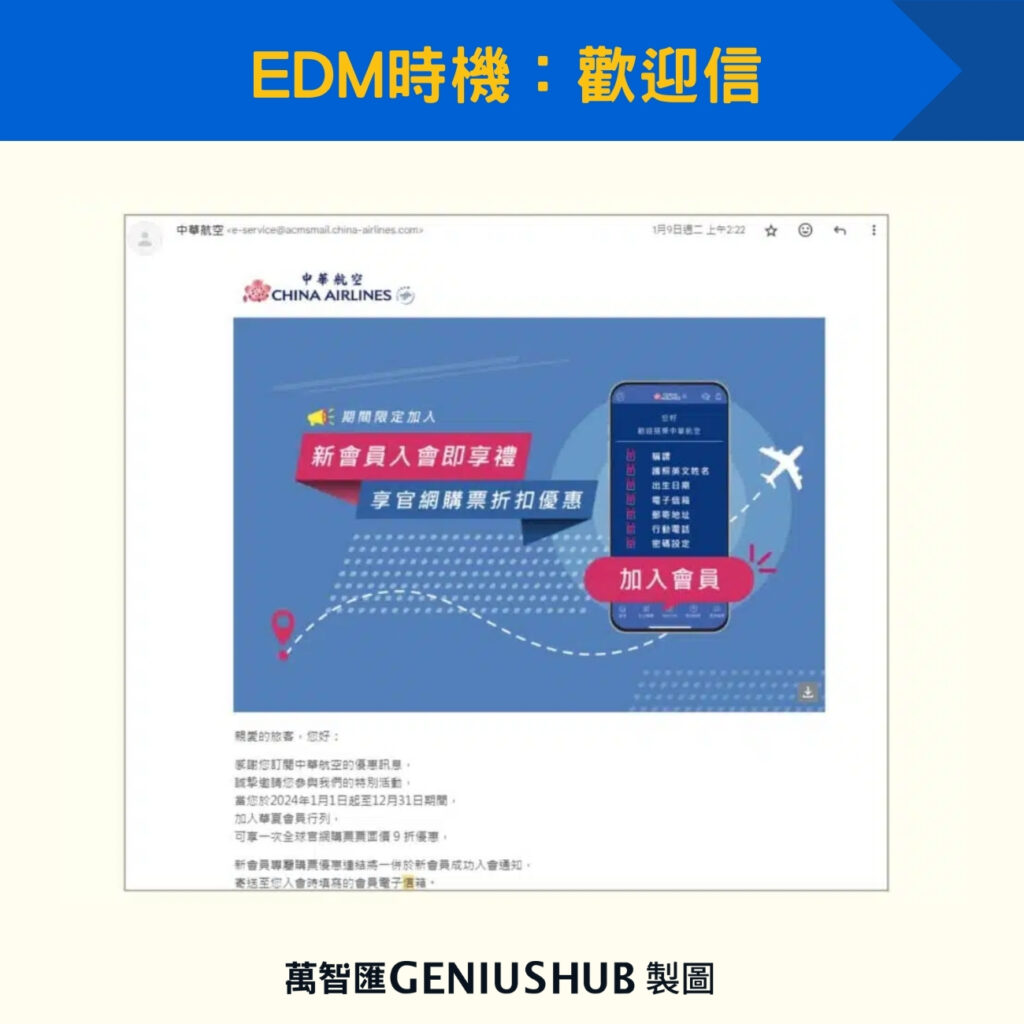 EDM時機：歡迎信