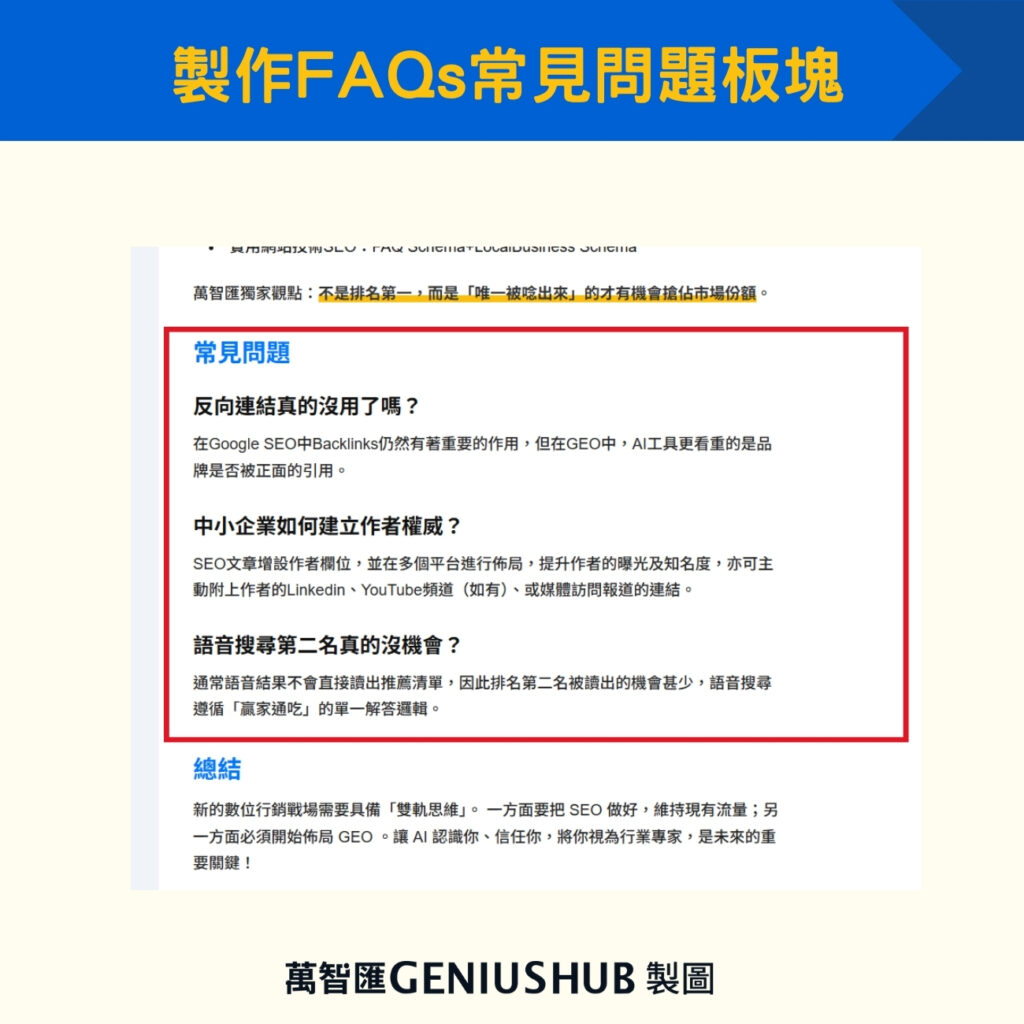 製作FAQs常見問題板塊