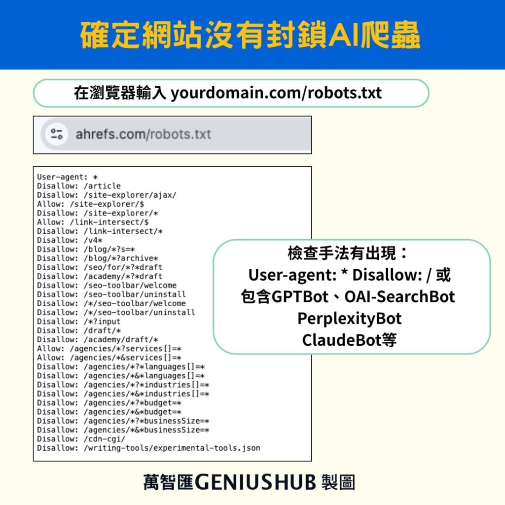 GEO怎麼做？技術層面先確認網站沒有檔AI爬蟲