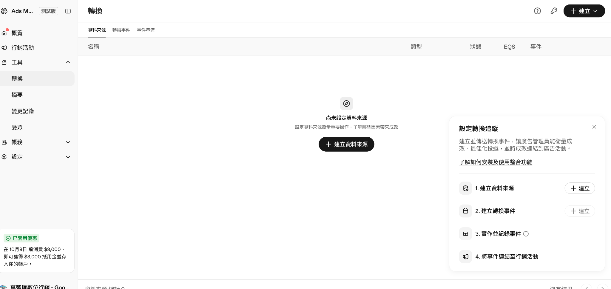 ChatGPT Ads Manager 實際後台畫面