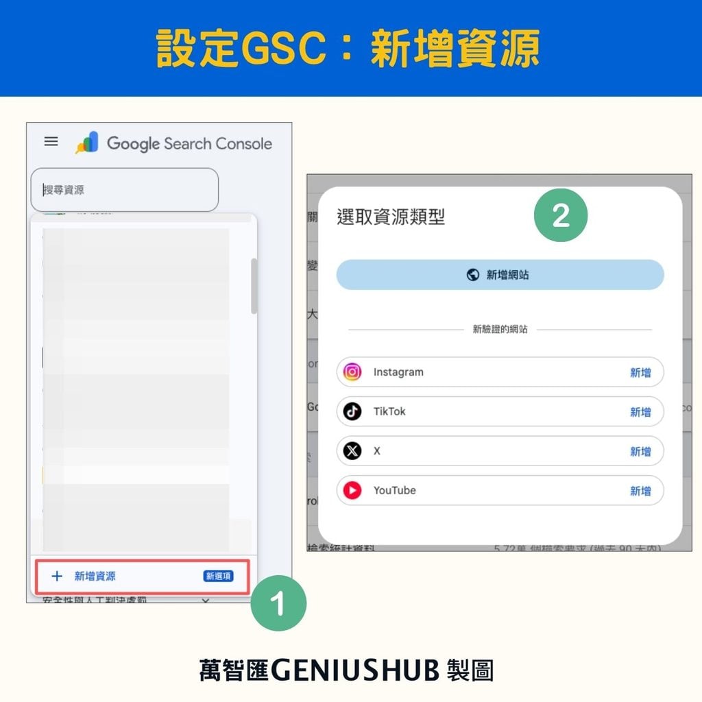 GSC 設定:新增資源