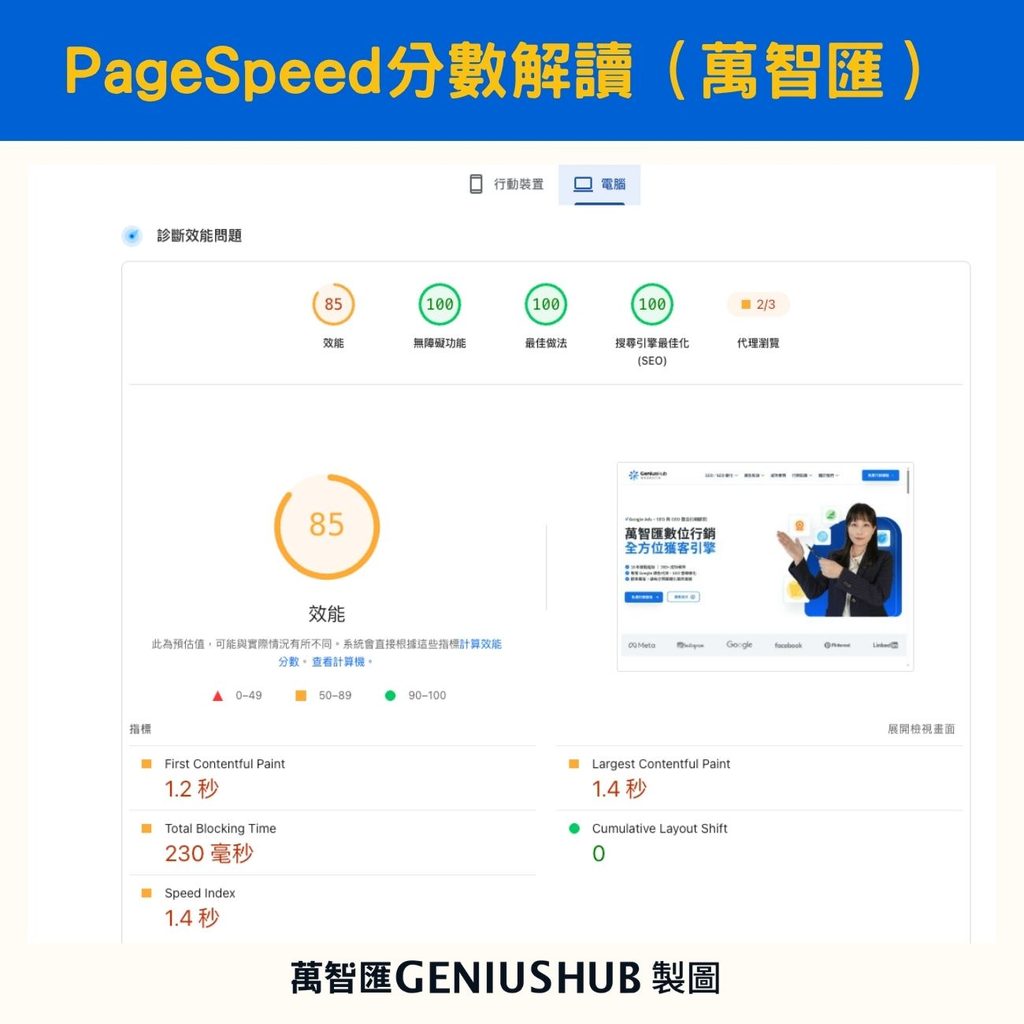 PageSpeed 分數解讀